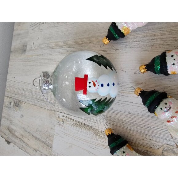 Glitter glass snowman ball ornament set Xmas tree full ornament - Picture 3 of 8